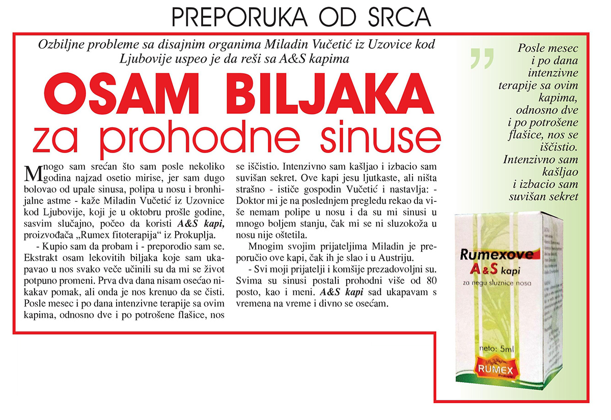 Osam biljaka za prohodne sinuse